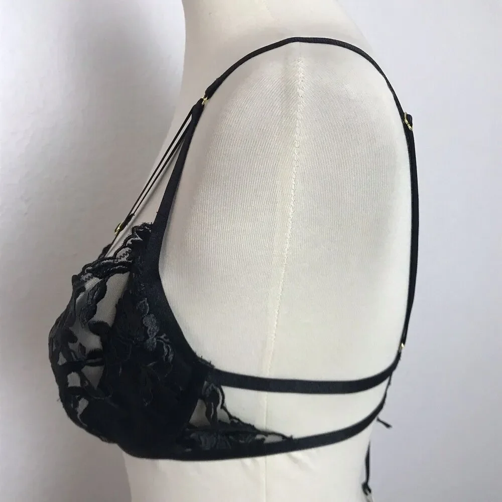 Hustler Bra Push Up Floral Romantic Gothic Whimsigoth Witchy Victorian Lingerie